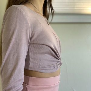 Forever 21 Blush Pink Knot Crop Longsleeve